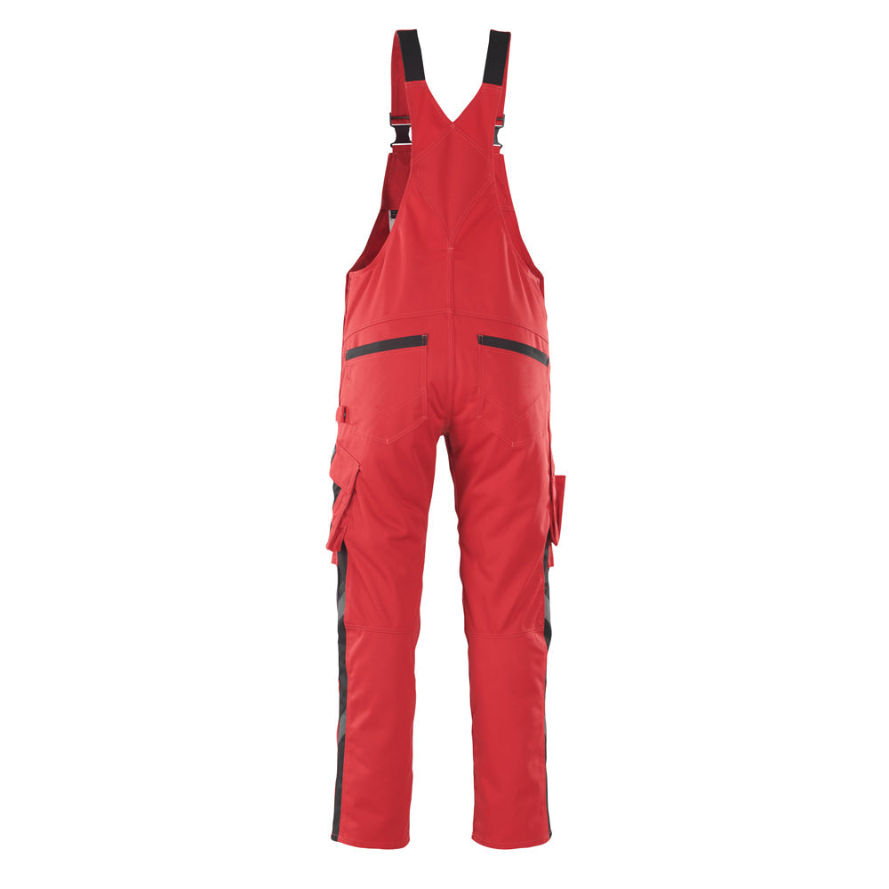 Mascot Safe Unique Leipzig Bib & Brace With Kneepad Pockets - Red/black