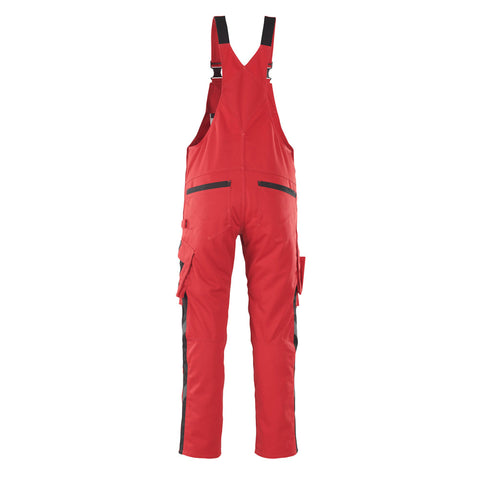Mascot Safe Unique Leipzig Bib & Brace With Kneepad Pockets - Red/black