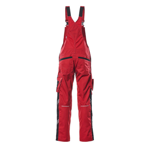 Mascot Safe Unique Augsburg Bib & Brace With Kneepad Pockets - Red/black