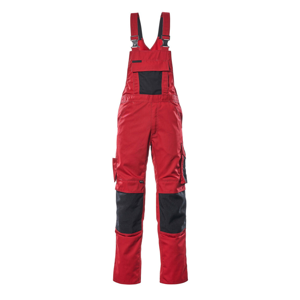 Mascot Safe Unique Augsburg Bib & Brace With Kneepad Pockets - Red/black