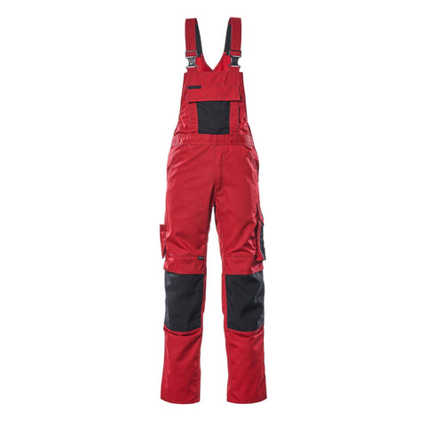 Mascot Safe Unique Augsburg Bib & Brace With Kneepad Pockets - Red/black