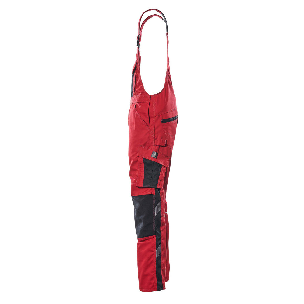 Mascot Safe Unique Augsburg Bib & Brace With Kneepad Pockets - Red/black