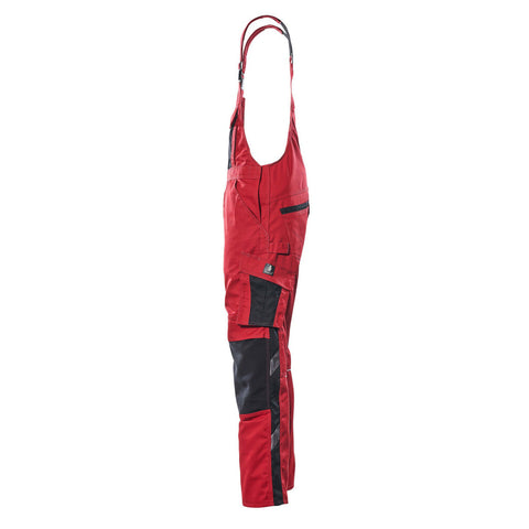 Mascot Safe Unique Augsburg Bib & Brace With Kneepad Pockets - Red/black