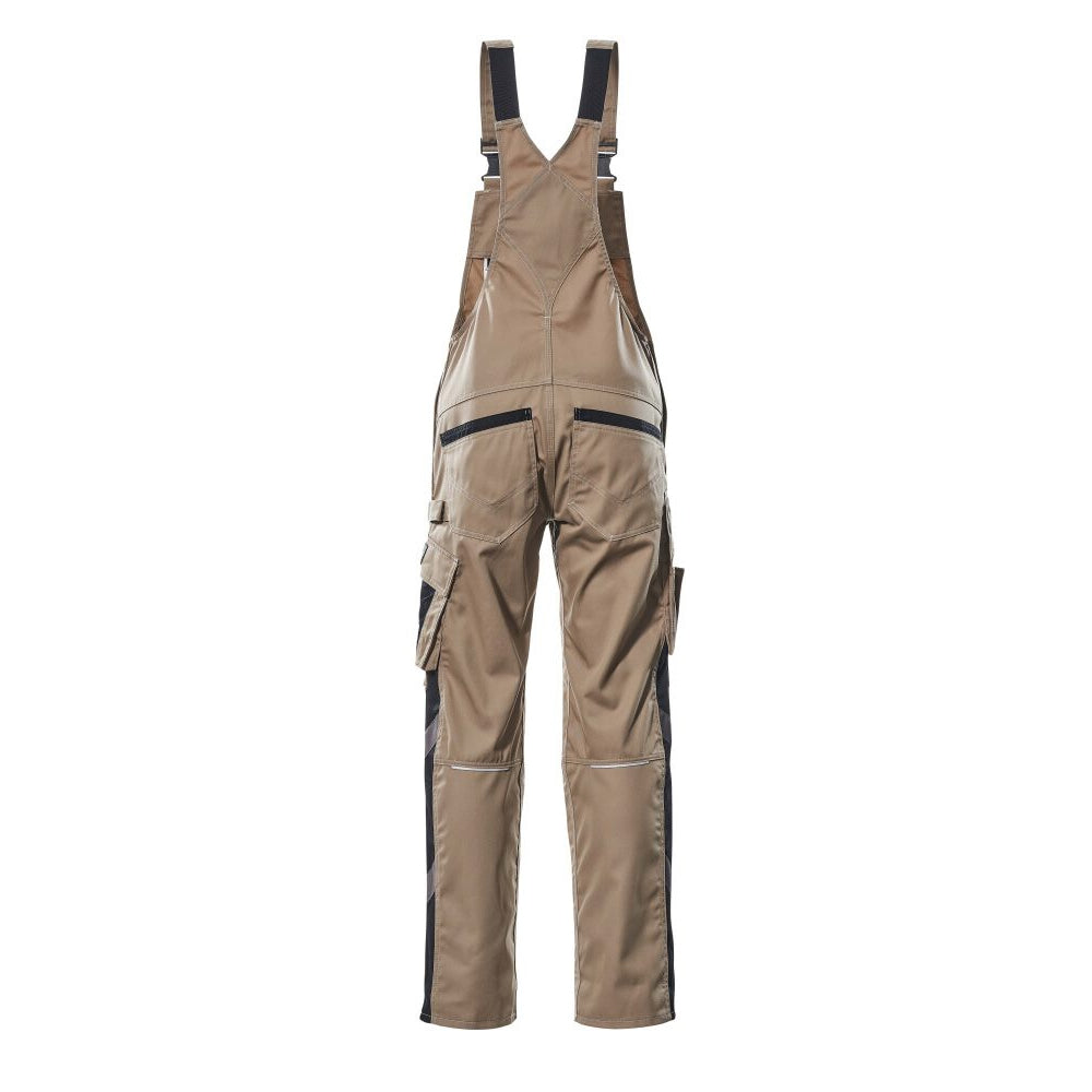 Mascot Safe Unique Augsburg Bib & Brace With Kneepad Pockets - Light Khaki/black