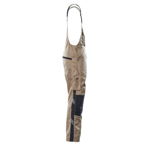Mascot Safe Unique Augsburg Bib & Brace With Kneepad Pockets - Light Khaki/black