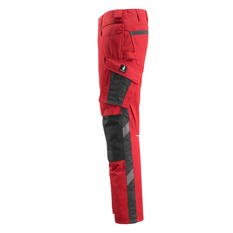 Mascot Unique 12679 Trousers With Kneepad Pockets Red Black