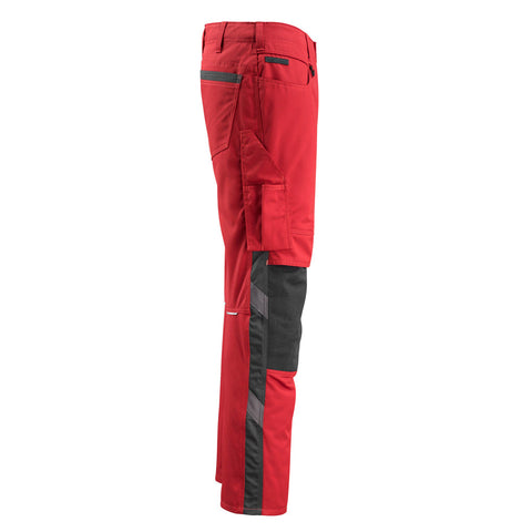 Mascot Unique 12679 Trousers With Kneepad Pockets Red Black