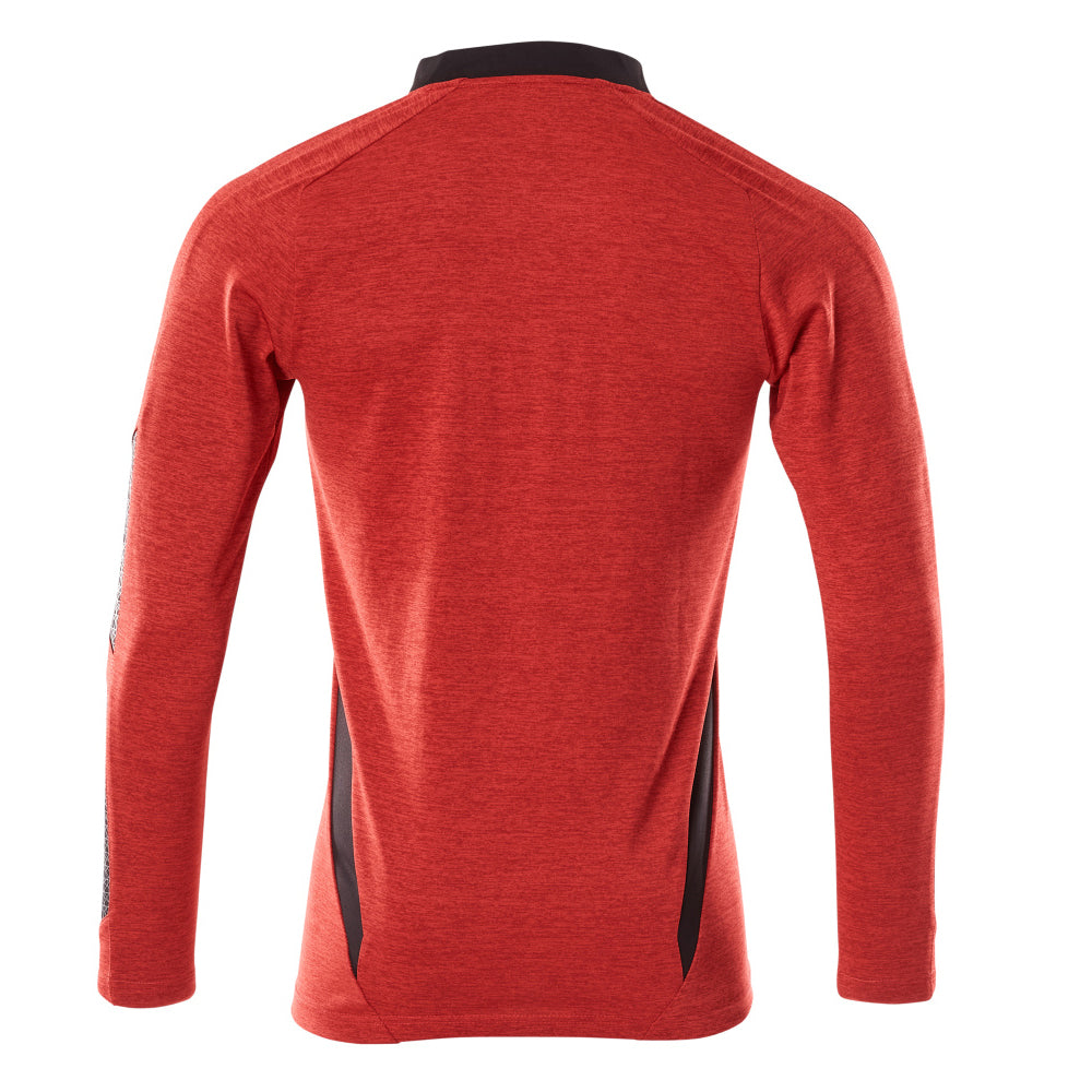 Mascot Accelerate 18081 Polo Shirt Long-sleeved Traffic Red Flecked Black