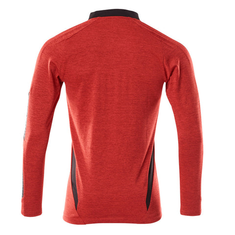 Mascot Accelerate 18081 Polo Shirt Long-sleeved Traffic Red Flecked Black