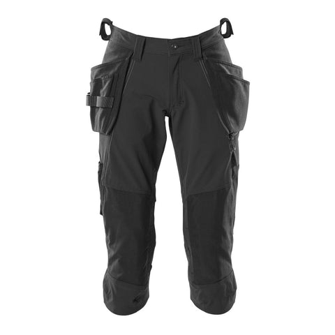 Mascot Accelerate 18249 3/4 Length Pants With Kneepad Pockets And Holster Pockets - Black
