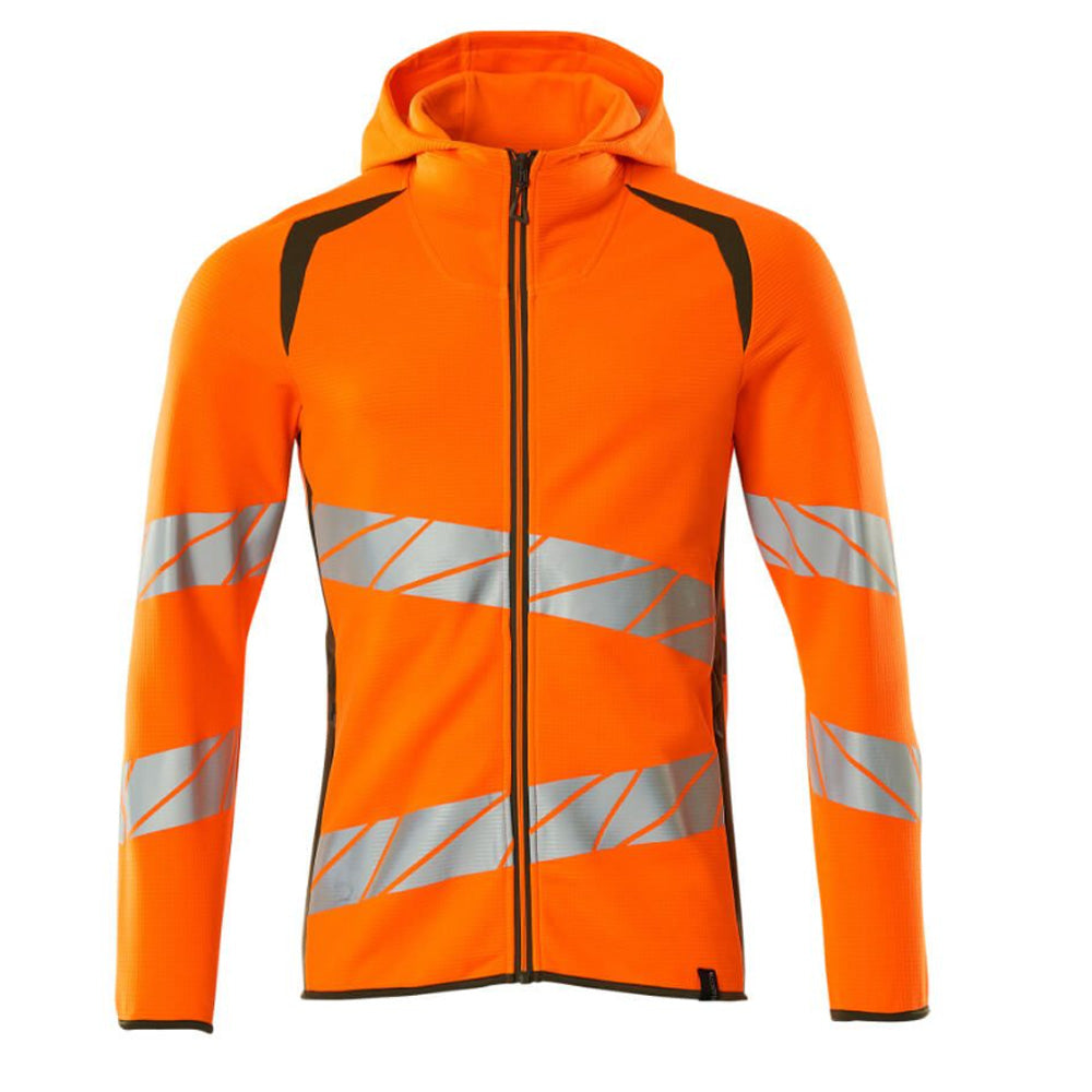 Mascot Accelerate 19284 Hoodie With Zipper Hi-Vis Orange Moss Green