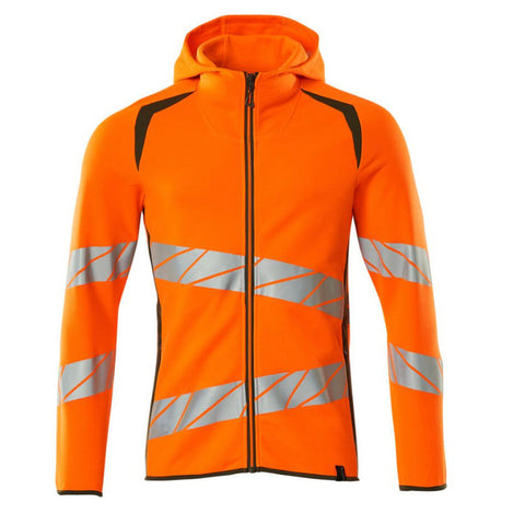 Mascot Accelerate 19284 Hoodie With Zipper Hi-Vis Orange Moss Green
