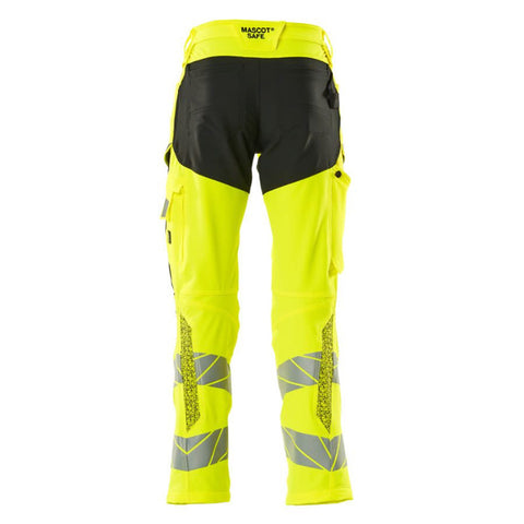 Mascot Accelerate 19479 Trousers with Kneepad Pockets Hi-Vis Yellow Black