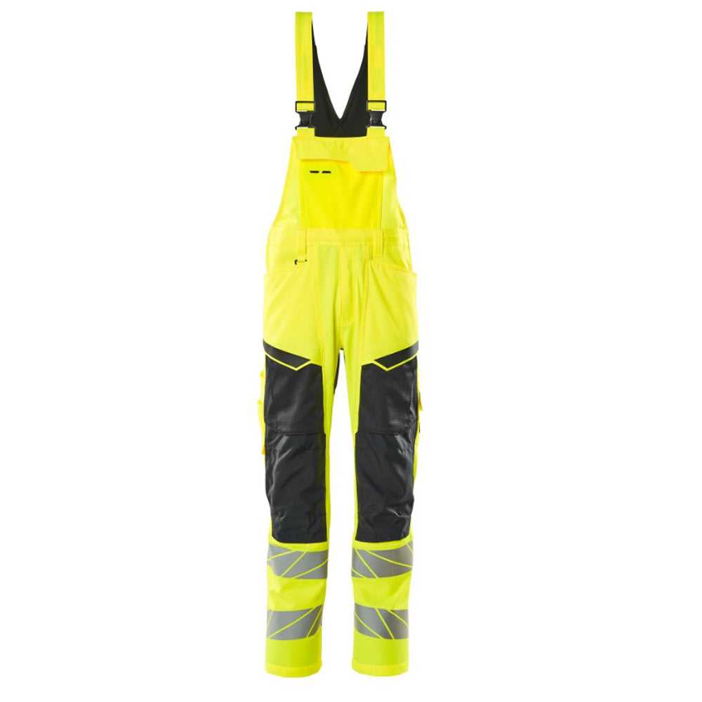 Mascot Accelerate 19569 Bib & Brace With Kneepad Pockets Hi-Vis Yellow Black