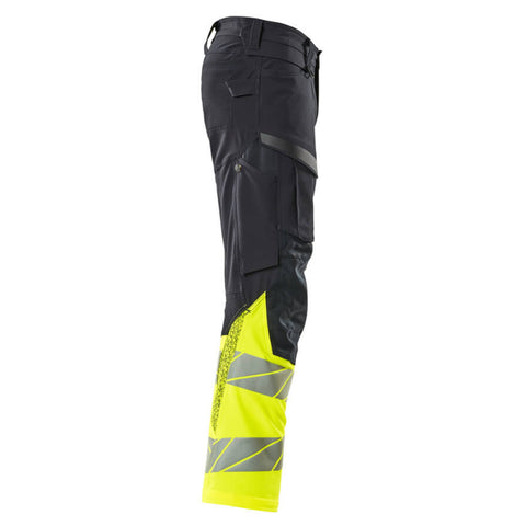 Mascot Accelerate 19879 Trousers With Kneepad Pockets Dark Navy Hi-Vis Yellow