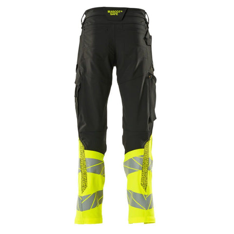 Mascot Accelerate 19879 Trousers With Kneepad Pockets Black Hi-Vis Yellow