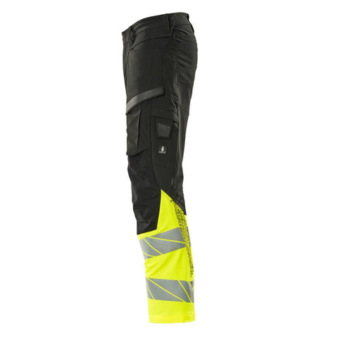 Mascot Accelerate 19879 Trousers With Kneepad Pockets Black Hi-Vis Yellow