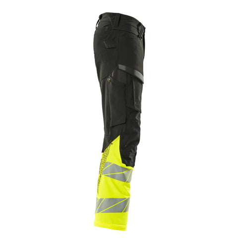 Mascot Accelerate 19879 Trousers With Kneepad Pockets Black Hi-Vis Yellow
