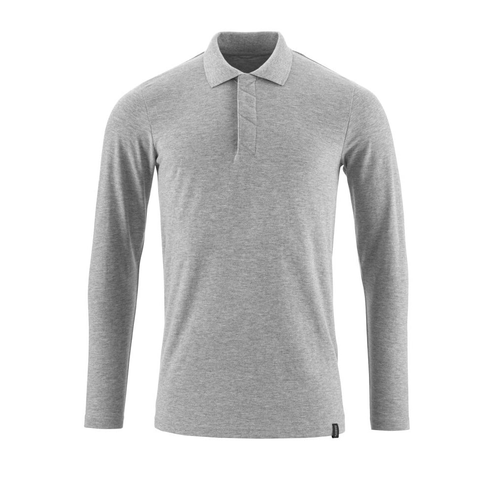Mascot Crossover Prowash Polo Shirt Long-sleeved Grey Flecked