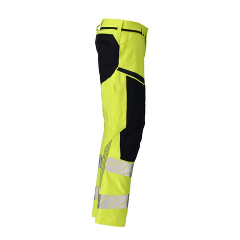 Mascot Accelerate 21079 Hi-Vis Yellow / Dark Navy Trousers with Kneepad Pockets