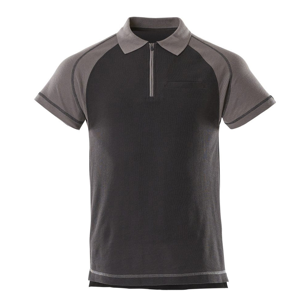 Mascot Image Bianco Polo Shirt With Chest Pocket Black Anthracite
