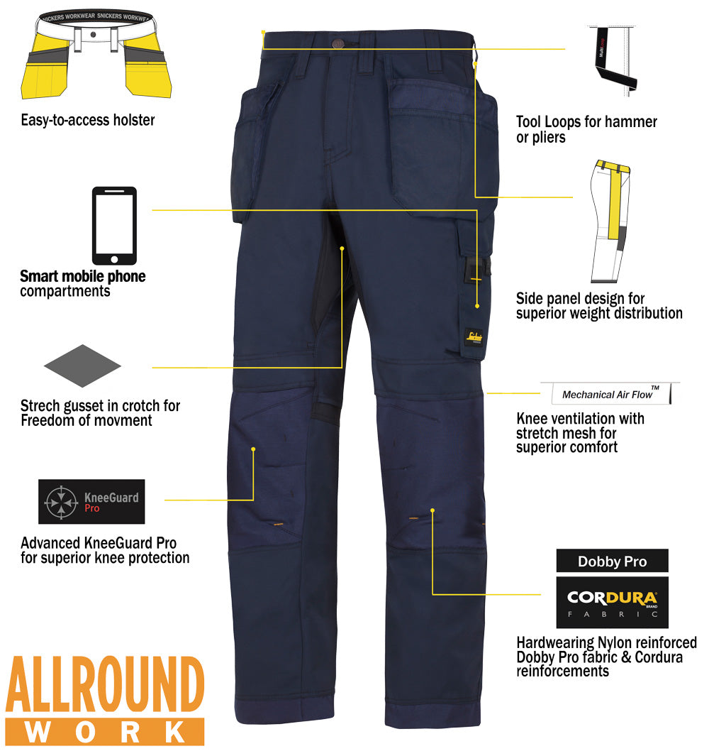 Snickers 6201 AllroundWork Trousers Holster Pockets