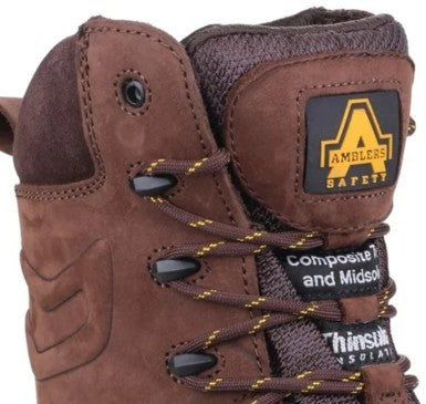Amblers AS995 Waterproof Safety Boots Hi Leg Metal Free Side Zip