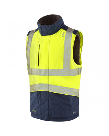 Leo Workwear Halsinger Hi Vis Yellow/Navy Class 1 Body Warmer