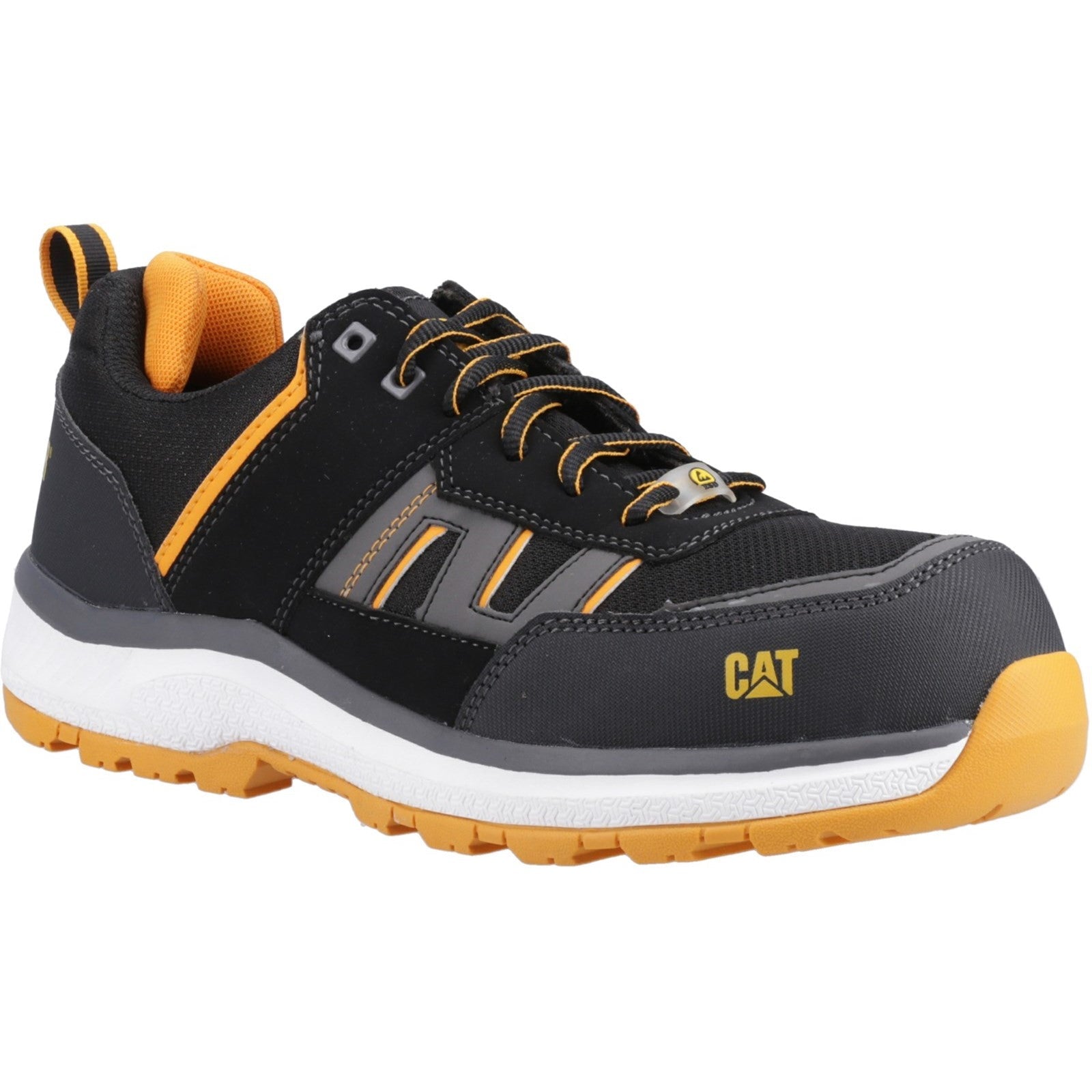 CAT Accelerate Black / Orange Safety Trainers Metal Free ESD