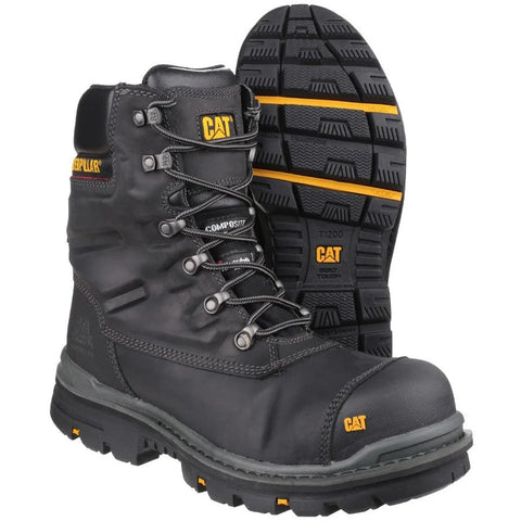 CAT Premier Waterproof S3 Safety Work Boots Side Zip Composite Toe Black