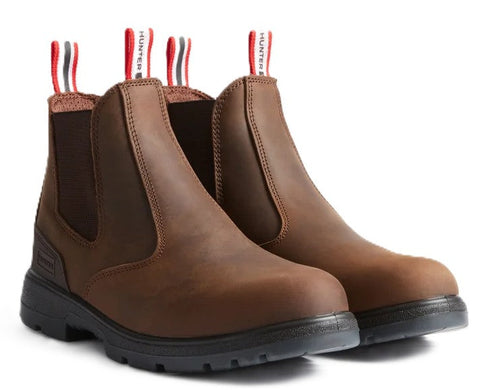 Hunters Drift Brown Leather Occupational Non Safety Dealer Boots Slip On