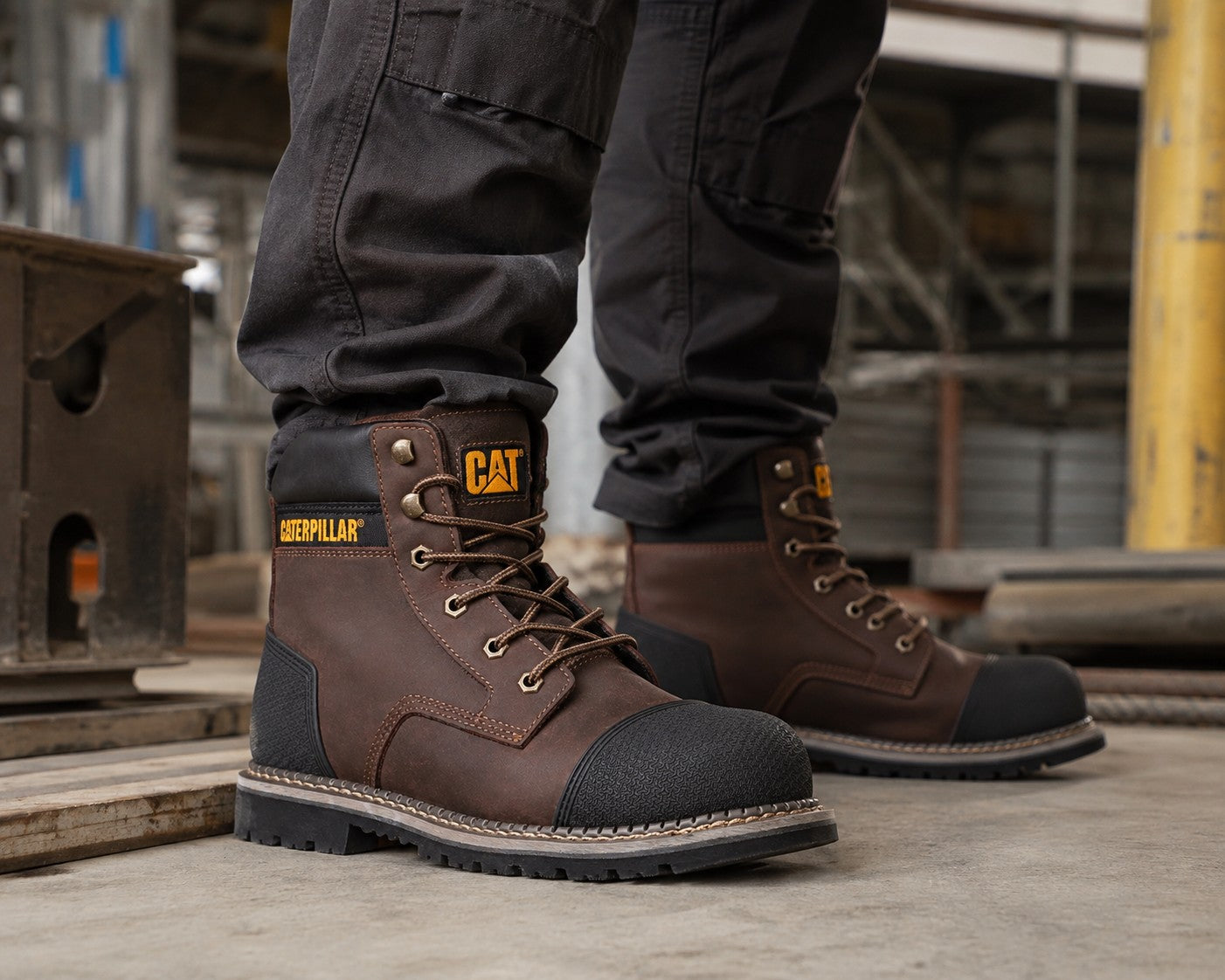 CAT Powerplant GYW Safety Boots Brown Steel Toe Cap S3