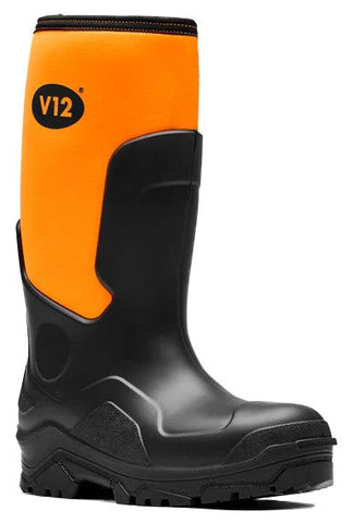 V12 V2110 Groundworker Black / Orange Safety Wellingtons