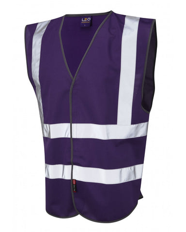 Leo Workwear Pilton Purple Hi Vis Reflective Waistcoat