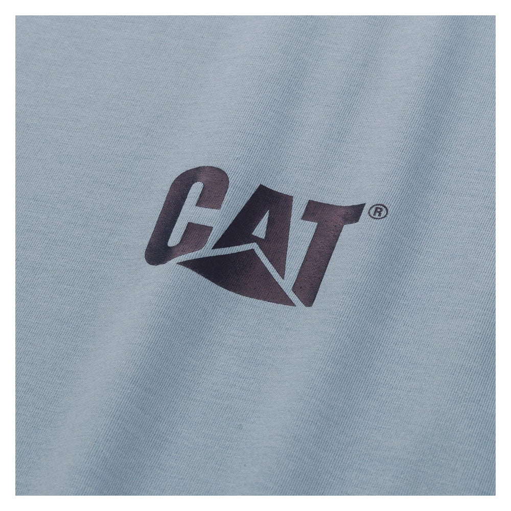 CAT W05324 Trademark Logo Blue Fog Heather T-Shirt