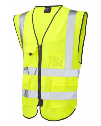 Leo Workwear Lynton Class 2 Hi Vis Yellow Superior Waistcoat