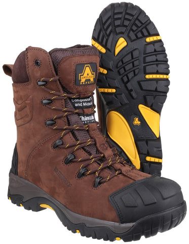 Amblers AS995 Waterproof Safety Boots Hi Leg Metal Free Side Zip