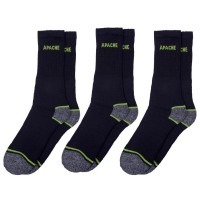 Apache Burlington Black Cotton Work Socks 3 Pack