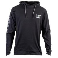 CAT 1510425 Logo Hooded Long Sleeve Black T-Shirt