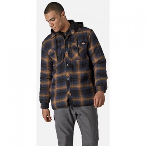 Dickies Navy/Brown Fleece Hood Flannel