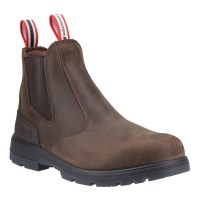 Hunters Drift Brown Leather Occupational Non Safety Dealer Boots Slip On 