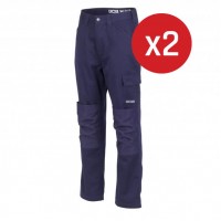 JCB Essential Cargo Trousers Navy 2-Pack