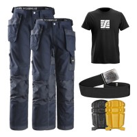 Snickers 2 x 3214 Trousers Plus SD T-Shirt & Knee Pads, A PTD Belt