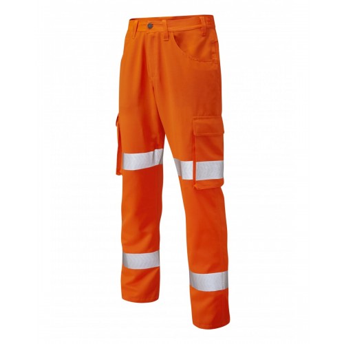 Leo Workwear Yelland Class 1 GO/RT Orange Lightweight Cargo Trouser