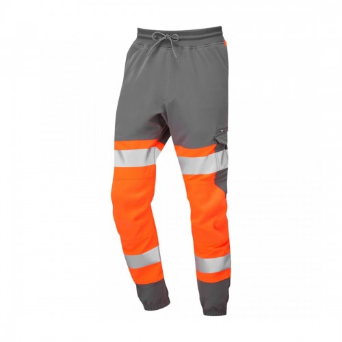 Leo Workwear Hawkridge Orange Grey Hi Vis Jogging Trousers