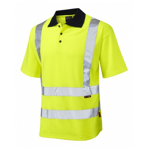 Leo Workwear Croyde Class 2 Yellow Poly/Cotton Polo Shirt