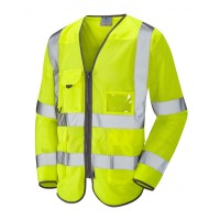 Leo Workwear Burrington Class 3 Yellow CoolViz Hi Vis Sleeved Waistcoat