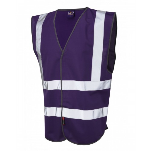 Leo Workwear Pilton Purple Hi Vis Reflective Waistcoat