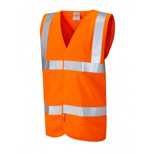 Leo Workwear Milford Class 2 Orange LFS Hi Vis Sleeved Waistcoat
