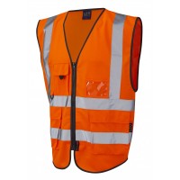 Leo Workwear Lynton Class 2 Hi Vis Orange Superior Waistcoat